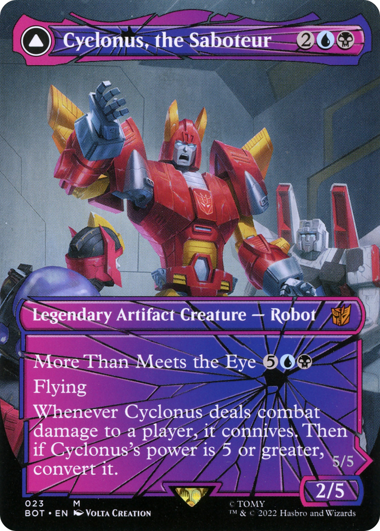 Cyclonus, the Saboteur // Cyclonus, Cybertronian Fighter (BOT-023) - Transformers: (convertdfc, shatteredglass) (Borderless)