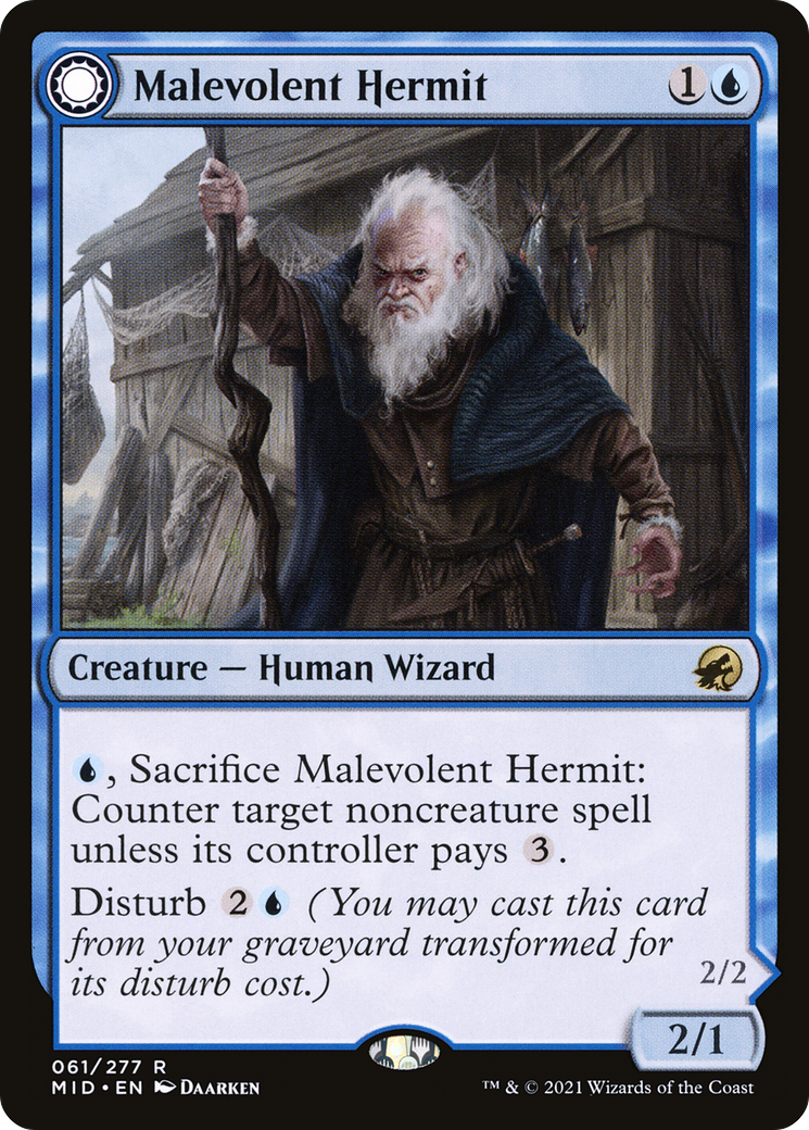 Malevolent Hermit // Benevolent Geist (MID-061) - Innistrad: Midnight Hunt: (Double Faced Transform)