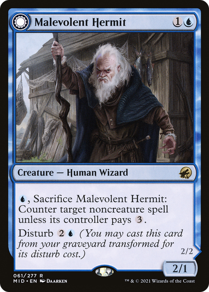 Malevolent Hermit // Benevolent Geist (MID-061) - Innistrad: Midnight Hunt: (Double Faced Transform)