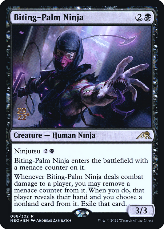 Biting-Palm Ninja (PRE-88S) - Kamigawa: Neon Dynasty Promos (Prerelease) Foil