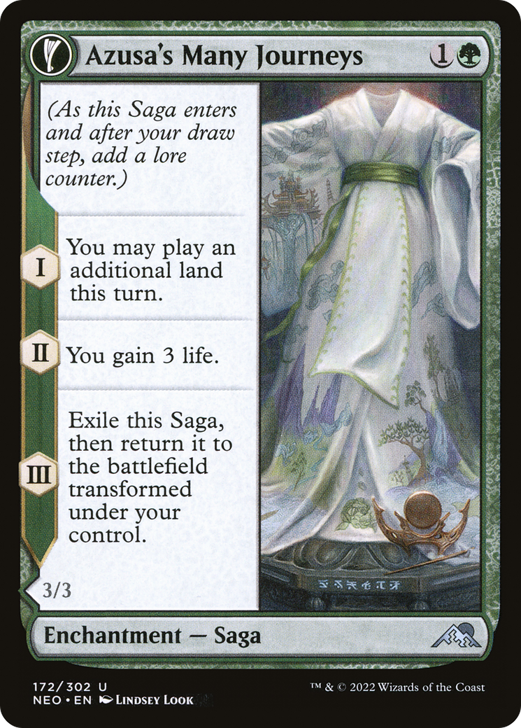 Azusa's Many Journeys // Likeness of the Seeker (NEO-172) - Kamigawa: Neon Dynasty: (fandfc) Foil