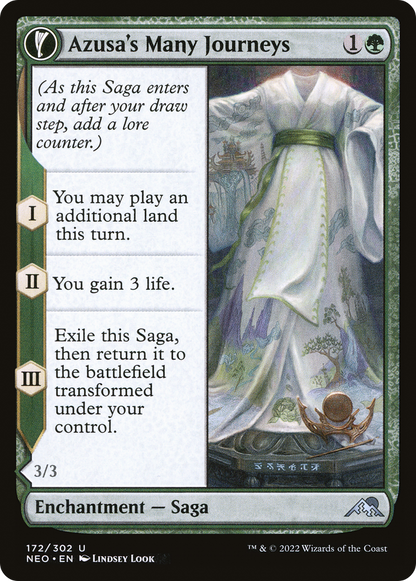 Azusa's Many Journeys // Likeness of the Seeker (NEO-172) - Kamigawa: Neon Dynasty: (fandfc) Foil