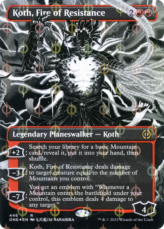 Koth, Fire of Resistance (ONE-446) - Phyrexia: All Will Be One: (Showcase) (Borderless) Foil