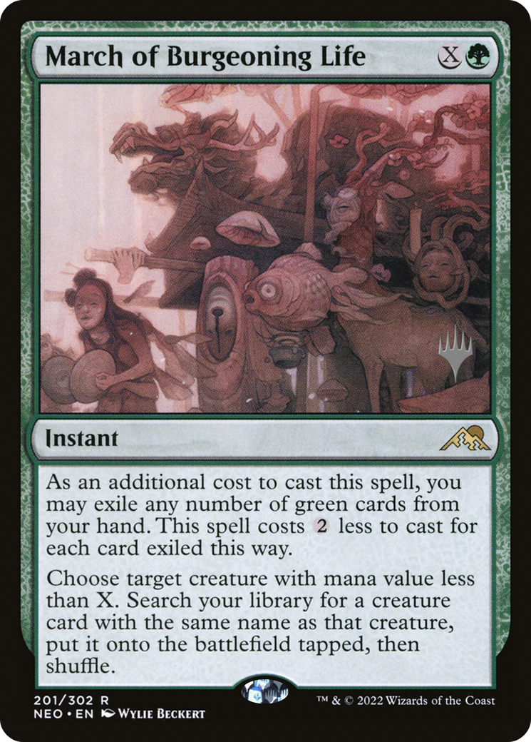 March of Burgeoning Life (PPNEO-201) - Kamigawa: Neon Dynasty Promos (Promo Pack)