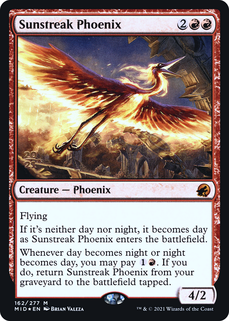 Sunstreak Phoenix (PRE-162S) - Innistrad: Midnight Hunt Promos (Prerelease) Foil