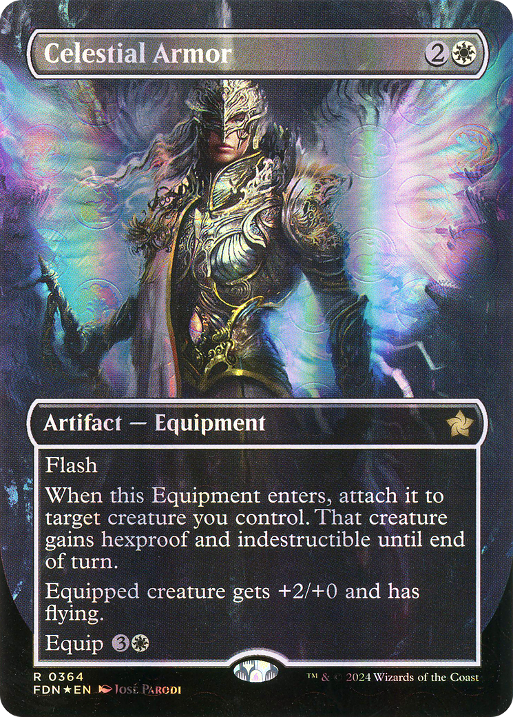 Celestial Armor (Borderless) (Mana Foil)  (Borderless)(FDN-364) - Foundations Foil