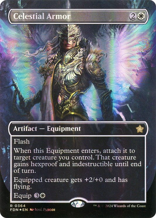 Celestial Armor (Borderless) (Mana Foil)  (Borderless)(FDN-364) - Foundations Foil