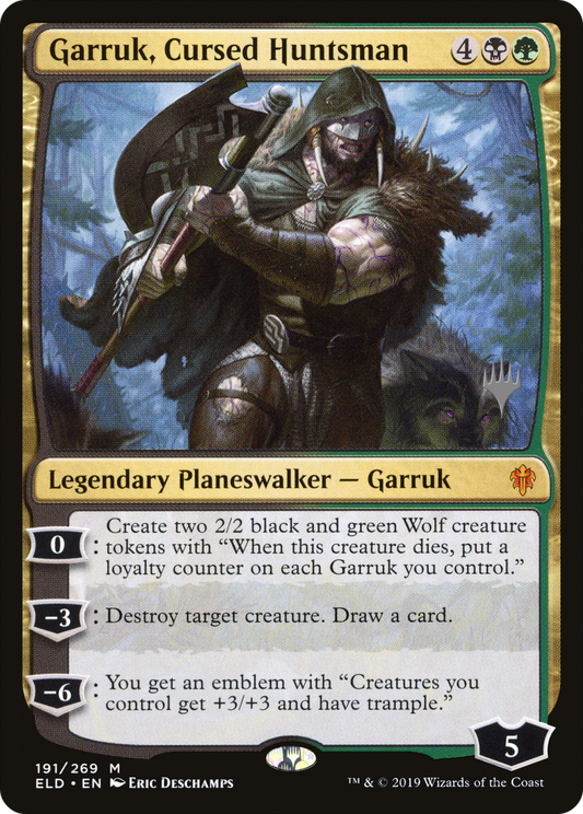 Garruk, Cursed Huntsman (PELD-191P) - Throne of Eldraine Promos