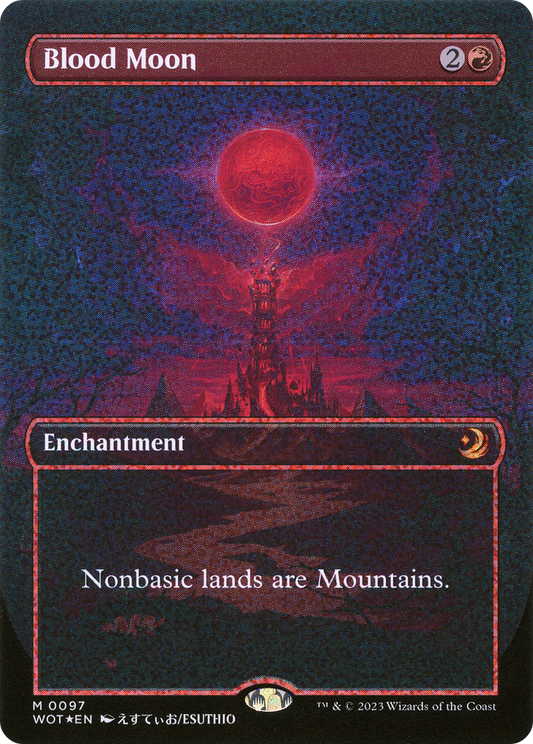 Blood Moon (Anime Borderless) (Confetti Foil) (WOT-097) - Wilds of Eldraine: Enchanting Tales (Borderless) Foil