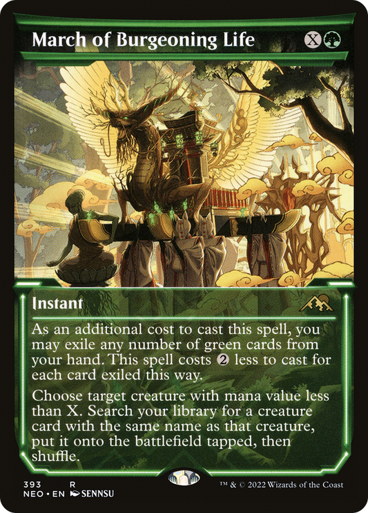 March of Burgeoning Life (NEO-393) - Kamigawa: Neon Dynasty: (Showcase) Foil