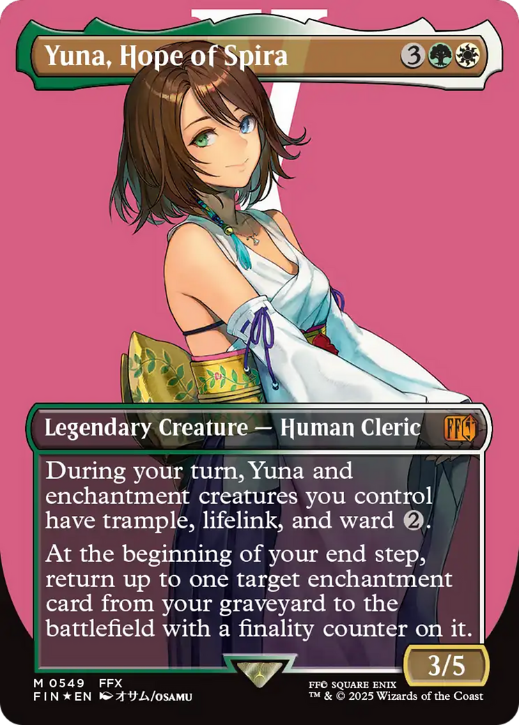 Yuna, Hope of Spira (Borderless) (Surge Foil) (FIN-549) - FINAL FANTASY (Borderless) Foil