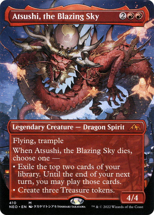 Atsushi, the Blazing Sky (NEO-410) - Kamigawa: Neon Dynasty (Borderless) Foil