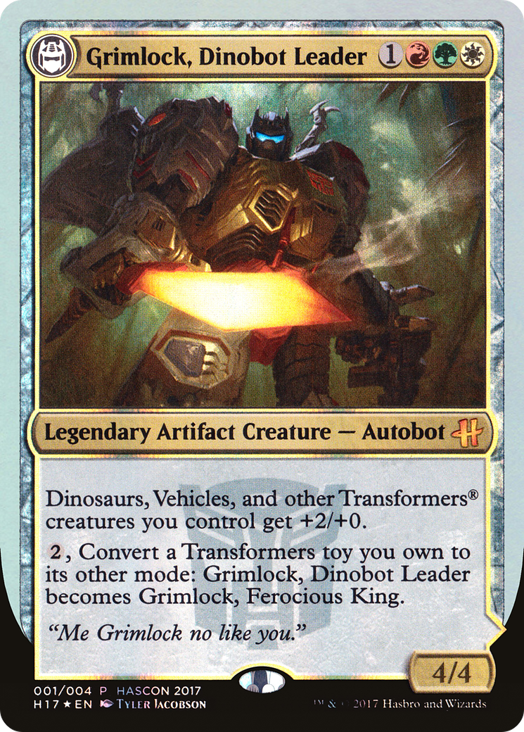 Grimlock, Dinobot Leader // Grimlock, Ferocious King (H17-001) - HasCon 2017 Foil