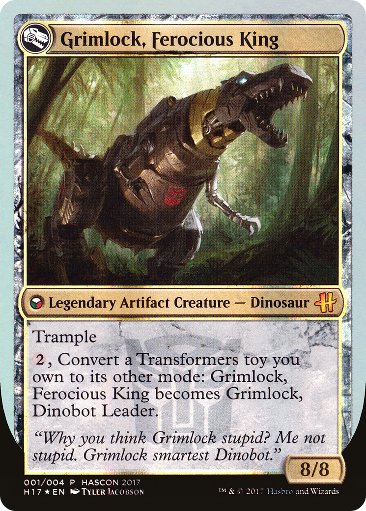 Grimlock, Dinobot Leader // Grimlock, Ferocious King (H17-001) - HasCon 2017 Foil