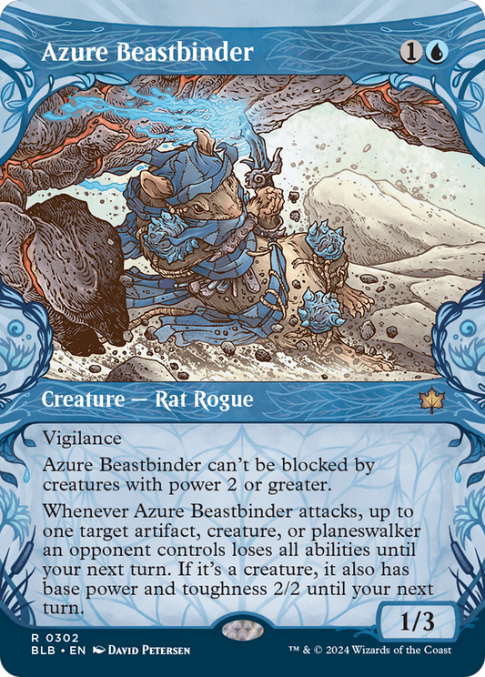 Azure Beastbinder  (Borderless)(BLB-302) - Bloomburrow: (Showcase) Foil