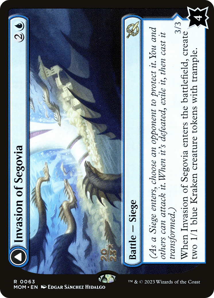 Invasion of Segovia // Caetus, Sea Tyrant of Segovia (PMOM-63S) - March of the Machine Promos Foil