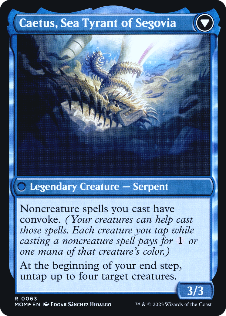 Invasion of Segovia // Caetus, Sea Tyrant of Segovia (PMOM-63S) - March of the Machine Promos Foil