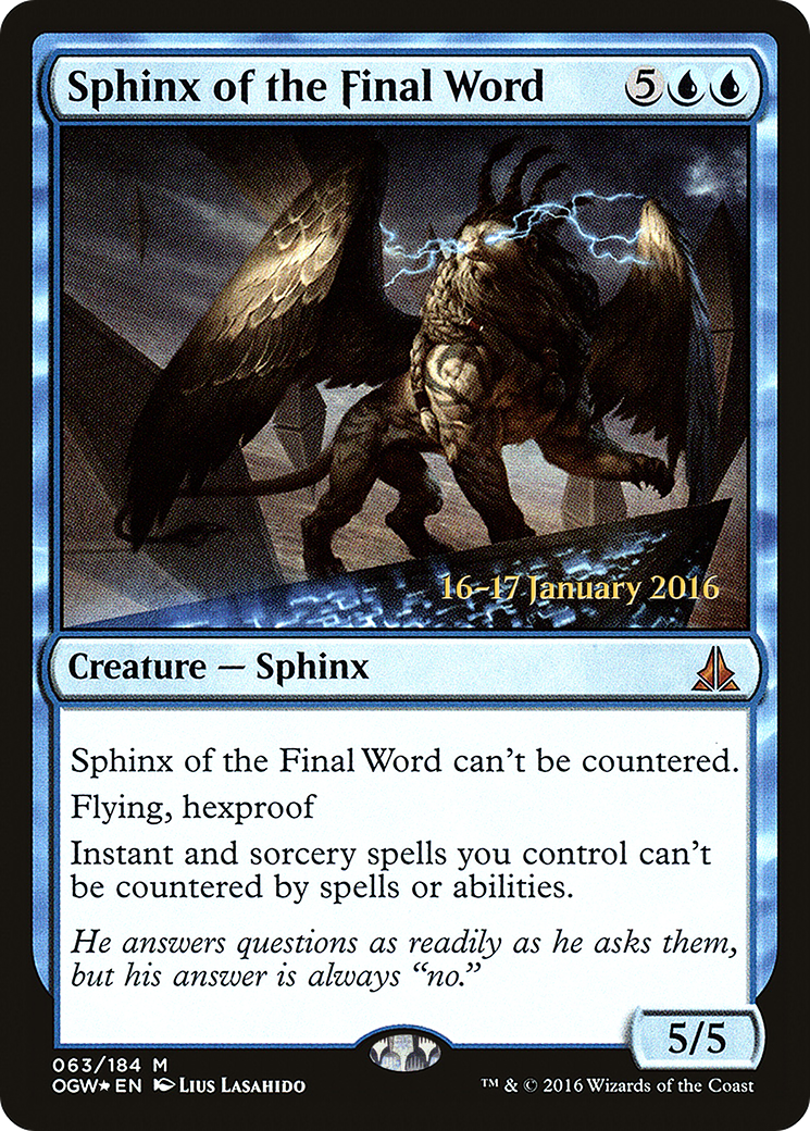 Sphinx of the Final Word (PRE-63S) - Oath of the Gatewatch Promos (Prerelease) Foil