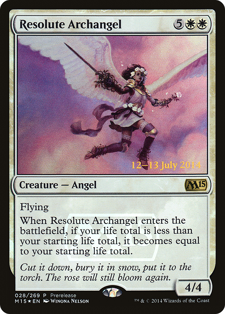 Resolute Archangel (PRE-028) - Magic 2015 Promos (Prerelease) Foil