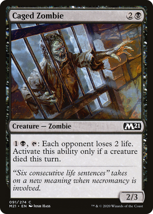 Caged Zombie (M21-091) - Core Set 2021 Foil