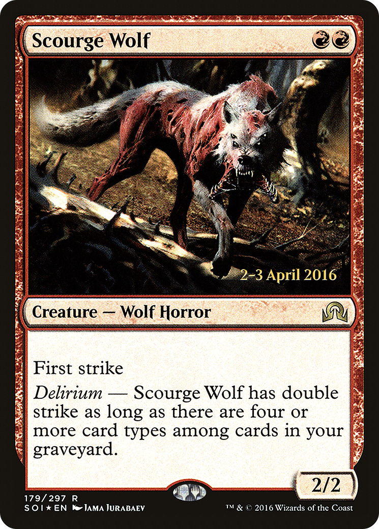 Scourge Wolf (PRE-179S) - Shadows over Innistrad Promos (Prerelease) Foil
