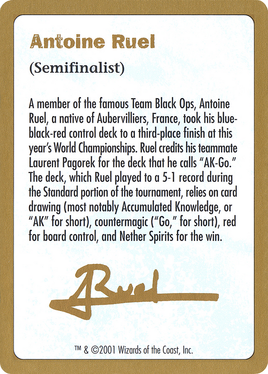 Antoine Ruel Bio (WC01-AR0A) - World Championship Decks 2001