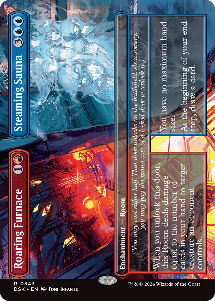 Roaring Furnace // Steaming Sauna (Borderless) (DSK-343) - Duskmourn: House of Horror (Borderless) Foil