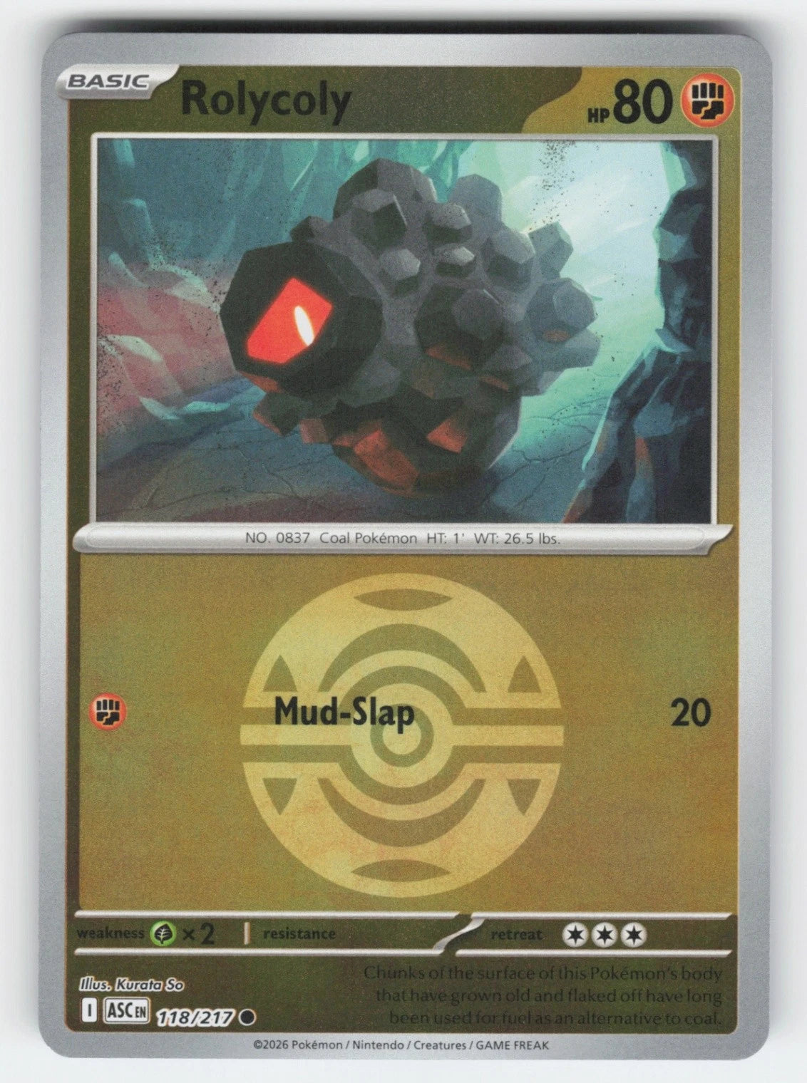 Rolycoly (Dusk Ball) (118) - ME Ascended Heroes Reverse Holofoil - Common